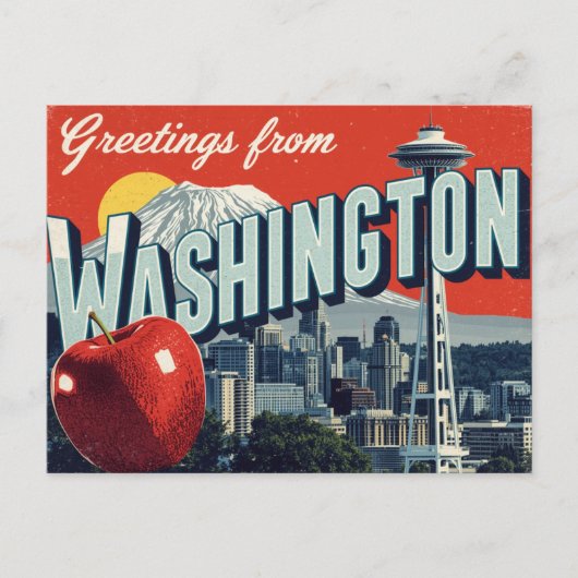 Washington Seattle Space Needle Appel Briefkaart (Voorkant)