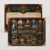 Washington Shadow Box 3D Figuur Staat Briefkaart (Voorkant / Achterkant)