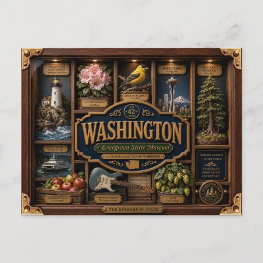 Washington Shadow Box 3D Figuur Staat Briefkaart (Voorkant)