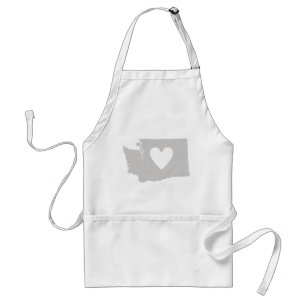 Washington Shaped Gray Washingtonian Gray Heart Standaard Schort