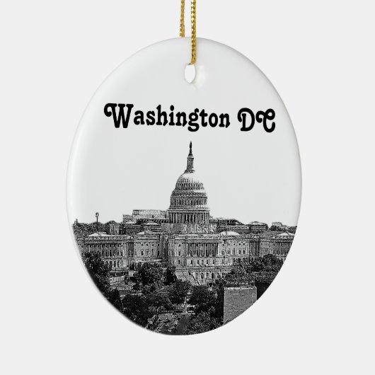 Washington Skyline geëtst Keramisch Ornament (Rechts)