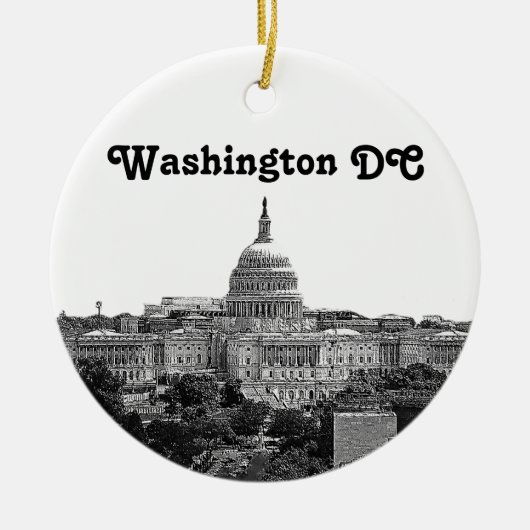 Washington Skyline geëtst Keramisch Ornament (Voorkant)