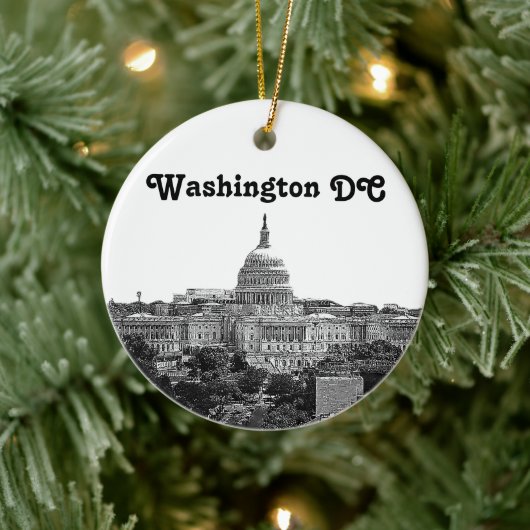 Washington Skyline Gegraveerd Keramisch Ornament (Boom)