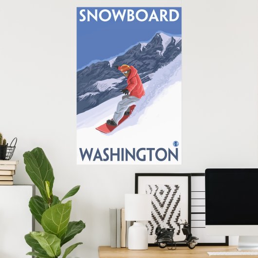 Washington - Snowboarding Poster (Thuiskantoor)