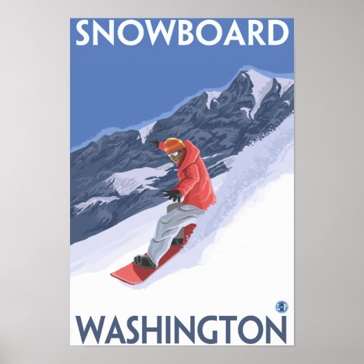Washington Snowboarding Vintage Travel Poster (Voorkant)