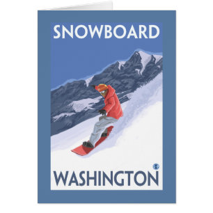 Washington Snowboarding Vintage Travel Poster