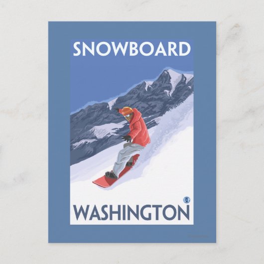 Washington Snowboarding Vintage Travel Poster Briefkaart (Voorkant)