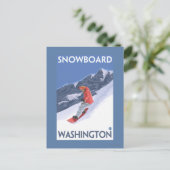Washington Snowboarding Vintage Travel Poster Briefkaart (Staand voorkant)