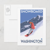Washington Snowboarding Vintage Travel Poster Briefkaart (Voorkant / Achterkant)