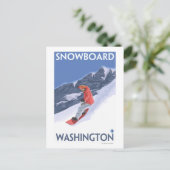 Washington Snowboarding Vintage Travel Poster Briefkaart (Staand voorkant)