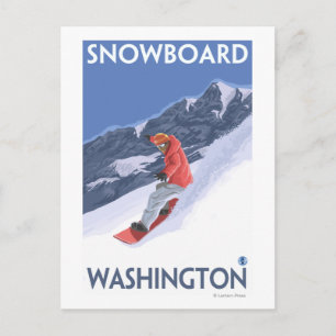 Washington Snowboarding Vintage Travel Poster Briefkaart