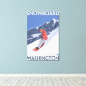 Washington Snowboarding Vintage Travel Poster Canvas Afdruk (Insitu (Houten vloer))