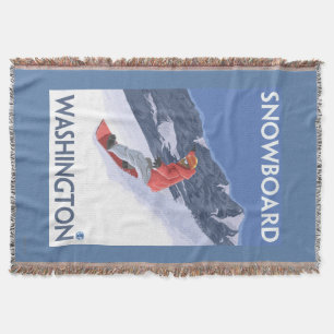 Washington Snowboarding Vintage Travel Poster Deken
