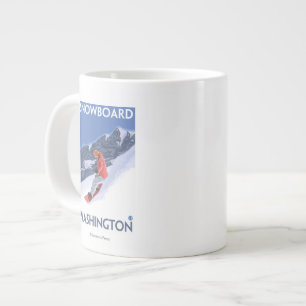 Washington Snowboarding Vintage Travel Poster Grote Koffiekop
