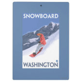 Washington Snowboarding Vintage Travel Poster Klembord (Achterkant)
