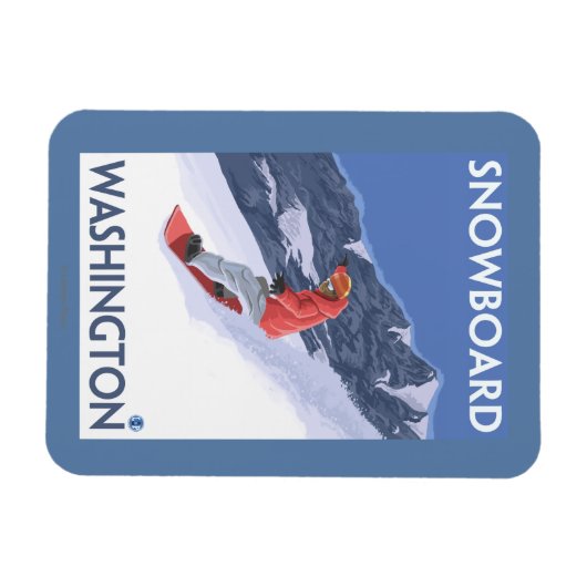 Washington Snowboarding Vintage Travel Poster Magneet (Horizontaal)