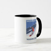 Washington Snowboarding Vintage Travel Poster Mok (Voorkant rechts)