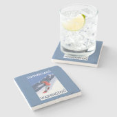 Washington Snowboarding Vintage Travel Poster Stenen Onderzetter (Zijkant)