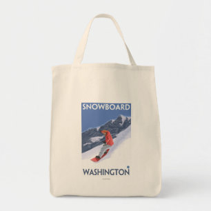 Washington Snowboarding Vintage Travel Poster Tote Bag
