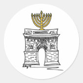 Washington Square Arch NYC Happy Hanukkah Menorah Ronde Sticker (Voorkant)
