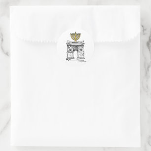 Washington Square Arch NYC Happy Hanukkah Menorah Ronde Sticker
