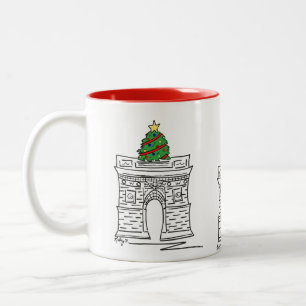 Washington Square Arch NYC Kerstboom New York Tweekleurige Koffiemok