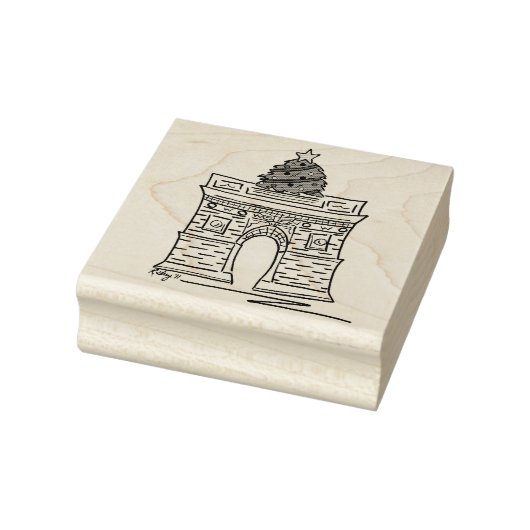 Washington Square Arch Tree NYC Kerstvakantie Rubberstempel (Stempel)
