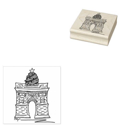 Washington Square Arch Tree NYC Kerstvakantie Rubberstempel (Gestempeld)