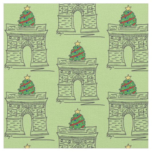 Washington Square Kerstmis NYC Holiday Stof (Close Up)