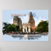Washington Square Park Greenwich Village met TEKST Poster (Voorkant)