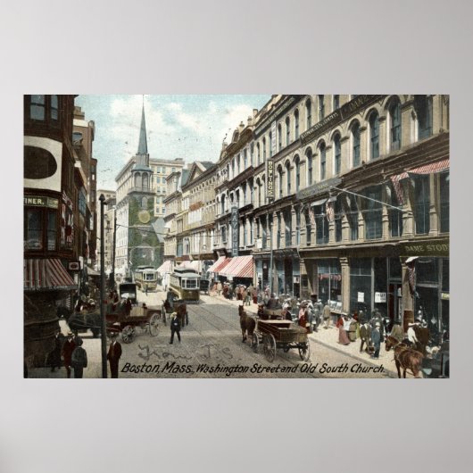 Washington St Boston 1905 Vintage Poster (Voorkant)