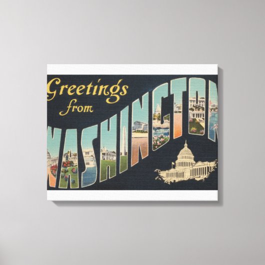 Washington (staat) - Grote letterscènes 3 Canvas Afdruk (Voorkant)