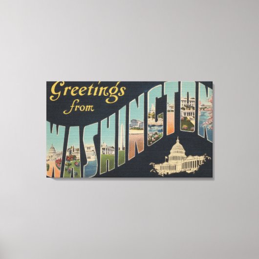 Washington (staat) - Grote letterscènes 3 Canvas Afdruk (Voorkant)