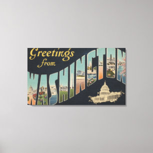 Washington (staat) - Grote letterscènes 3 Canvas Afdruk