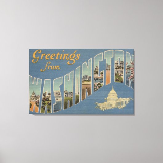 Washington (staat) - Grote letterscènes 4 Canvas Afdruk (Voorkant)