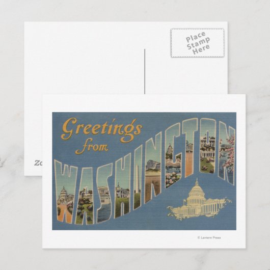 Washington (staat) - Grote letterscènes Briefkaart (Voorkant / Achterkant)