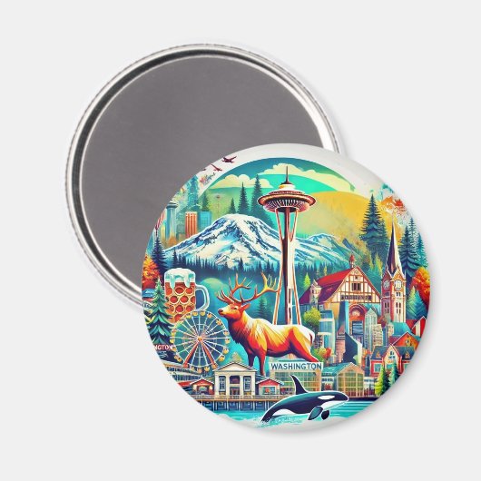 Washington State Adventure Magnet (Voorkant / Achterkant)