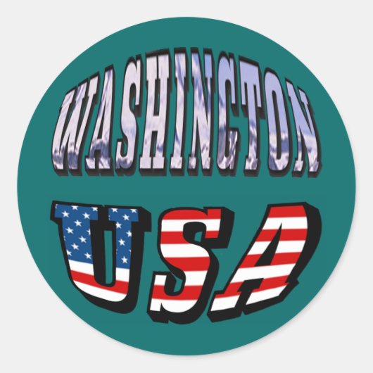 Washington State Afbeelding en de Amerikaanse vlag Ronde Sticker (Voorkant)
