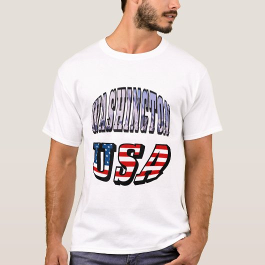 Washington State Afbeelding en de Amerikaanse vlag T-shirt (Voorkant)