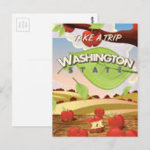 Washington State Appelboom Reisposter Cartoon Briefkaart (Voorkant / Achterkant)
