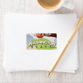 Washington State Appelboom Reisposter Cartoon. Etiket (Insitu)