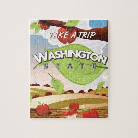 Washington State Appelboom Reisposter Cartoon Legpuzzel (Verticaal)