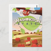Washington State Apple tree Travel Poster Cartoon Briefkaart (Voorkant / Achterkant)