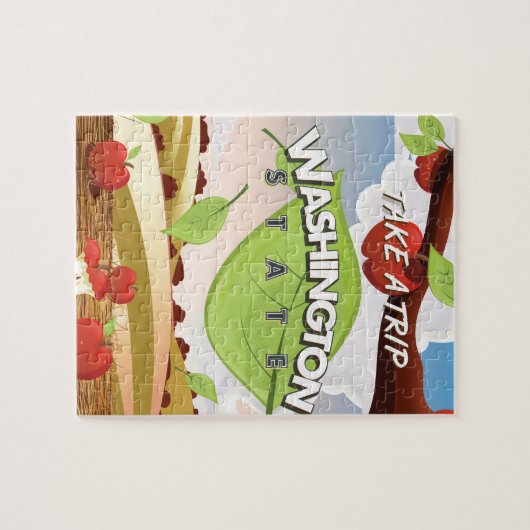Washington State Apple tree Travel Poster Cartoon Legpuzzel (Horizontaal)