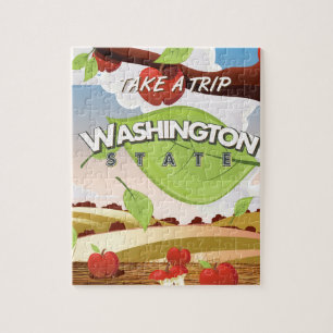 Washington State Apple tree Travel Poster Cartoon Legpuzzel
