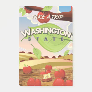 Washington State Apple Tree Travel Poster Cartoon. Post-it® Notes