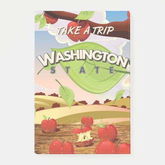 Washington State Apple Tree Travel Poster Cartoon. Post-it® Notes (Voorkant)