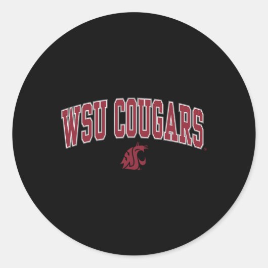 Washington State Cougars Arch Over Zwart Ronde Sticker (Voorkant)