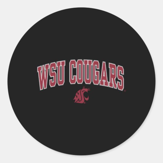 Washington State Cougars Arch Over Zwart Ronde Sticker (Voorkant)