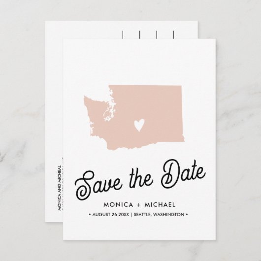 WASHINGTON State Destination Weddenschap IEDERE KL Aankondigingskaart (Voorkant / Achterkant)